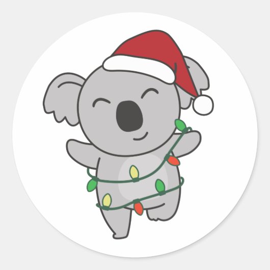 Sticker Rond Koala Christmas Winter Animaux Koalas Classic Roun (Devant)