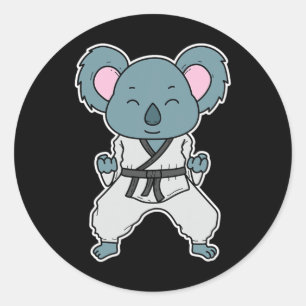 Sticker Rond Koala fait du karaté