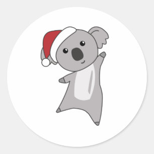 Sticker Rond Koala Noël Neige Animaux d'hiver Koalas