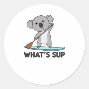 Sticker Rond Koala Whats Sup Team Funny Koalas Paddle