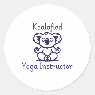 Sticker Rond Koalafied Yoga Teacher, Cute Meditating Koala Bear