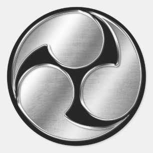 Sticker Rond Kobayakawa Clan Kamon Argent Chrome