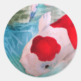 Sticker Rond Kohaku Koi 2 Poissons japonais