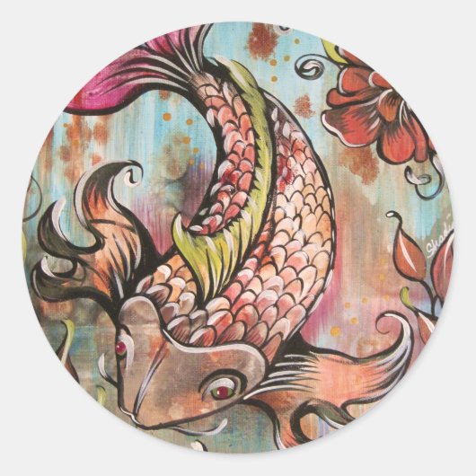 Sticker Rond Koi effarouché par Shadia (Devant)