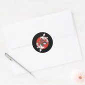 Sticker Rond Koi Fish Water Lily Art japonais (Enveloppe)