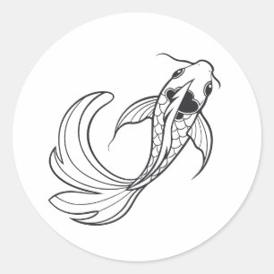 Sticker Rond koi poisson corps allongé et courant