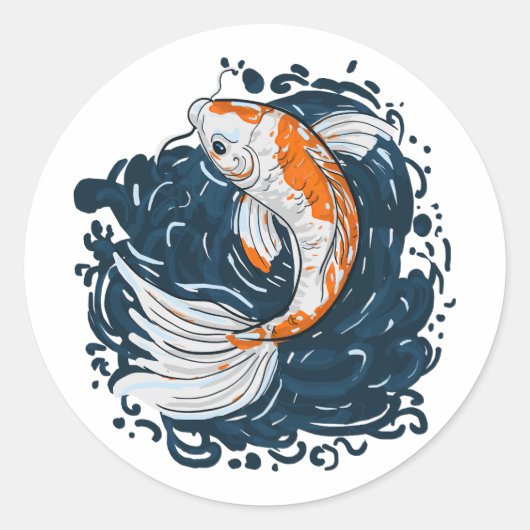 Sticker Rond Koi Poisson maître de courbure (Devant)