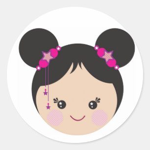 Sticker Rond Kokeshi avec des armes