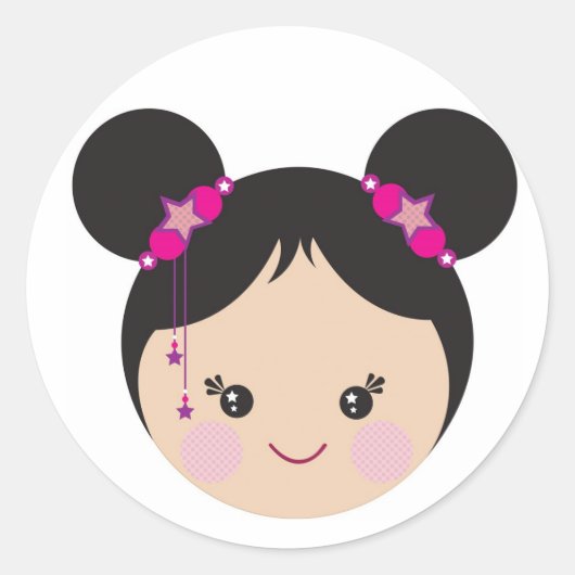 Sticker Rond Kokeshi avec des armes (Devant)