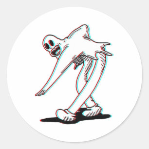 Sticker Rond Koko The Clown Ghost Glitch Dancing