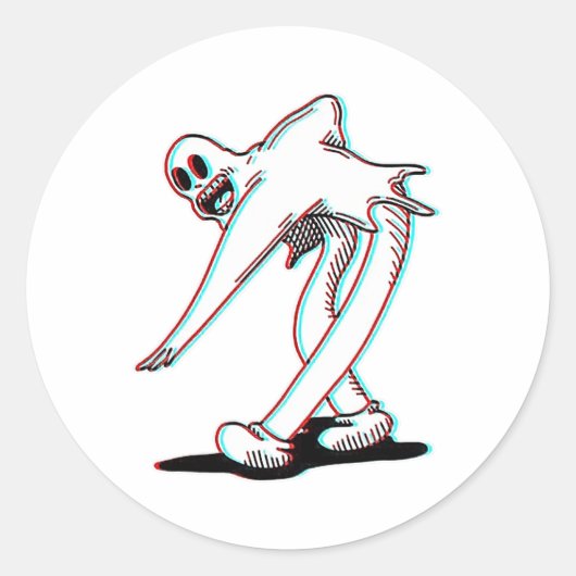 Sticker Rond Koko The Clown Ghost Glitch Dancing (Devant)