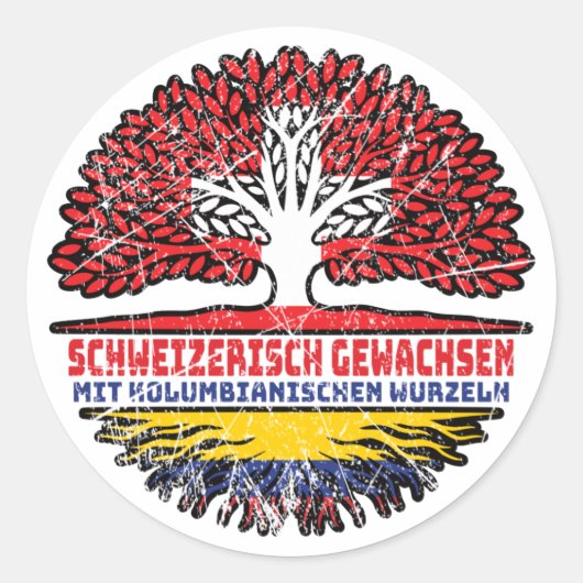 Sticker Rond Kolumbien Kolumbianisch Schweizer Schweiz Baum (Devant)