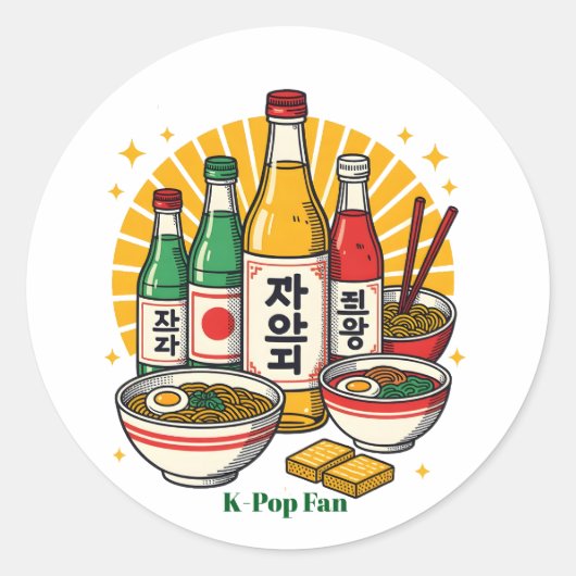 Sticker Rond Korean Pop Culture Chest Print Printed Backpack Du (Devant)