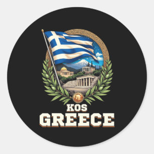 Sticker Rond Kos Grèce Souvenir Vacances Grecques Voyage