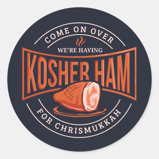 Sticker Rond Kosher Ham pour Chrismukkah Hanoukka (Devant)