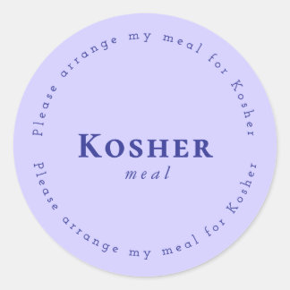 Sticker Rond Kosher meal Request Sticker, Light purple, Navy