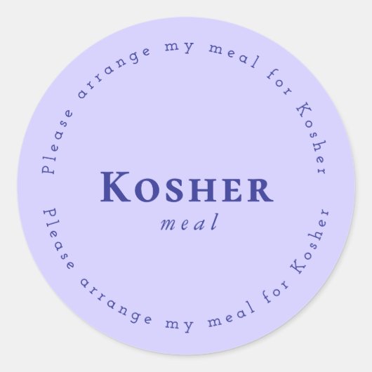 Sticker Rond Kosher meal Request Sticker, Light purple, Navy (Devant)