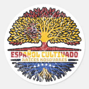 Sticker Rond Kosovo Kosovo Espagne drapeau des racines des arbr