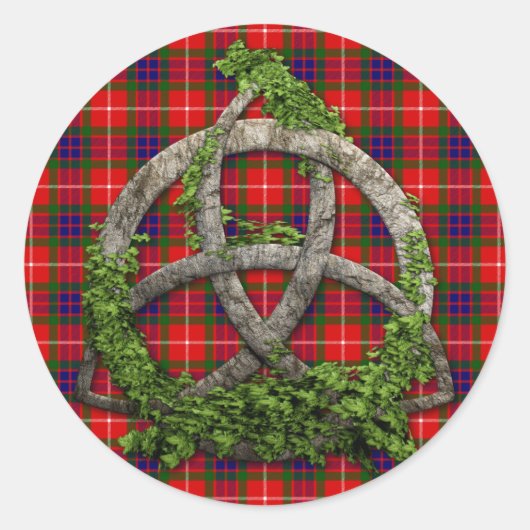 Sticker Rond Kot De Trinité Celtique Et Clan Fraser Tartan (Devant)