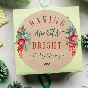 Sticker Rond Kraft Aquarelle Baking Spiritueux Vacances Lumineu