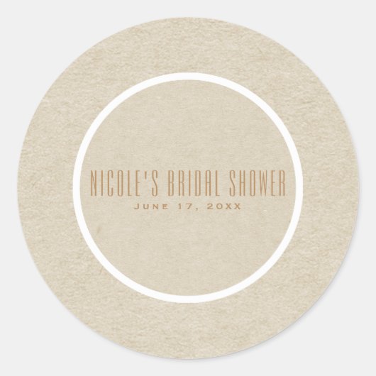 Sticker Rond Kraft Blanc Rustique Mariage Simple Cadeau Minimal (Devant)