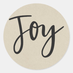 Sticker Rond Kraft Brun Rustique Faveur de Noël JOIE de Noël