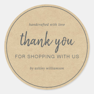 Sticker Rond Kraft Chic Script Merci pour votre achat