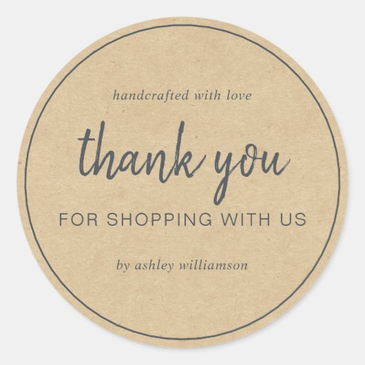 Sticker Rond Kraft Chic Script Merci pour votre achat (Devant)