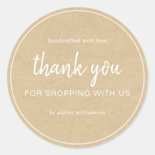 Sticker Rond Kraft Chic Script Merci pour votre achat