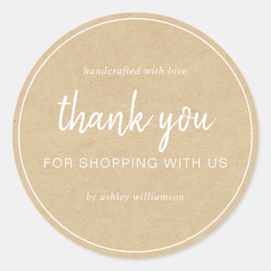 Sticker Rond Kraft Chic Script Merci pour votre achat (Devant)