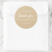 Sticker Rond Kraft Chic Script Merci pour votre achat (Sac)