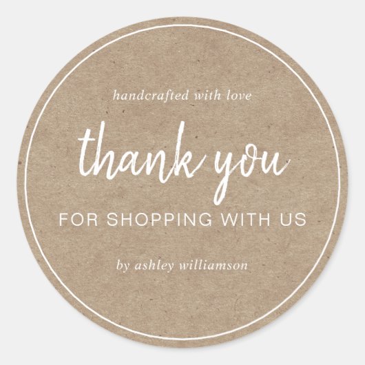 Sticker Rond Kraft Chic Script Merci pour votre achat (Devant)