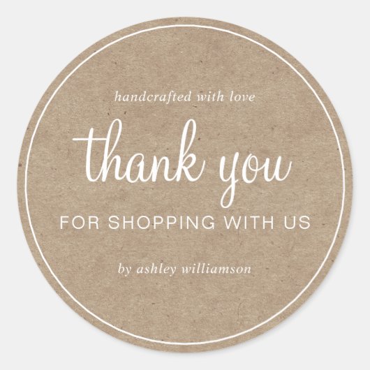 Sticker Rond Kraft Chic Script Merci pour votre achat (Devant)