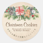 Sticker Rond Kraft Christmas Cookie Box Label Gingerbread (Devant)