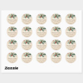 Sticker Rond Kraft Christmas Cookie Box Label Holly Rustic (Feuille)
