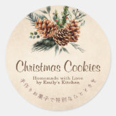Sticker Rond Kraft Christmas Cookie Box Label Pine Cone (Devant)