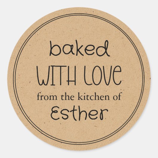 Sticker Rond Kraft cuit avec amour (Devant)