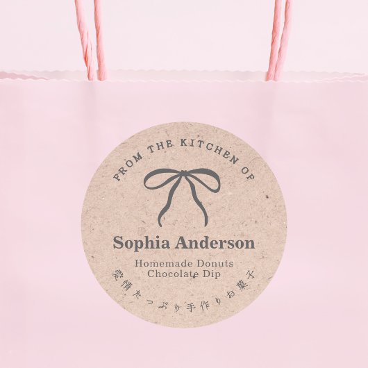Sticker Rond Kraft de la cuisine de Coquette Bow Ribbon