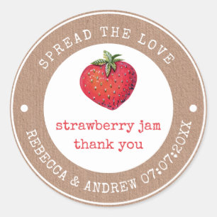 Sticker Rond Kraft Étaler l'amour Confiture de fraise Cadeau de