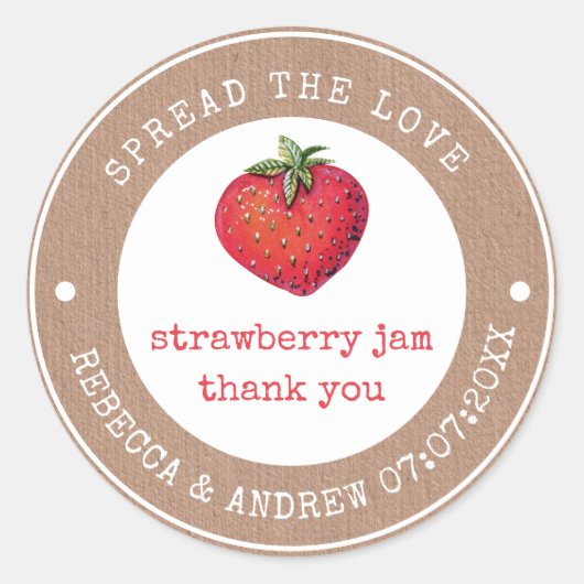 Sticker Rond Kraft Étaler L'Amour Fraise Jam Mariage Favoriser (Devant)