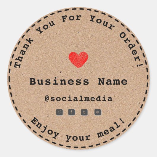 Sticker Rond Kraft Heart Merci pour votre commande de nourritur (Devant)