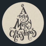 Sticker Rond Kraft Holiday Christmas Tree MERRY NOËL<br><div class="desc">Stickers</div>