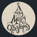 Sticker Rond Kraft Holiday Christmas Tree MERRY NOËL<br><div class="desc">Stickers</div>