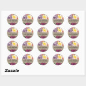 STICKER ROND KRAFT JAUNE BLUSH BURGUNDY MERCI FLORAL (Feuille)