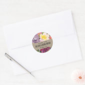 STICKER ROND KRAFT JAUNE BLUSH BURGUNDY MERCI FLORAL (Enveloppe)