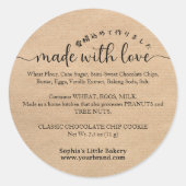 Sticker Rond Kraft Made with Love Script Ingredient Bakery (Devant)
