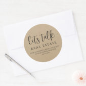 Sticker Rond Kraft Paper Parlons immobilier Coordonnées (Enveloppe)