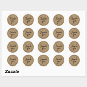 Sticker Rond Kraft Papier Écriture Rustique Merci (Feuille)
