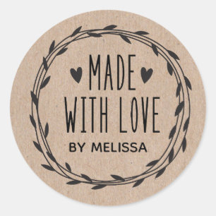 Sticker Rond Kraft Personnalisé Fait Avec Amour