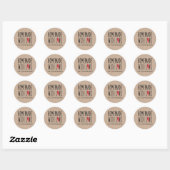 Sticker Rond Kraft Rustique Personnalisé Fait Avec Amour (Feuille)